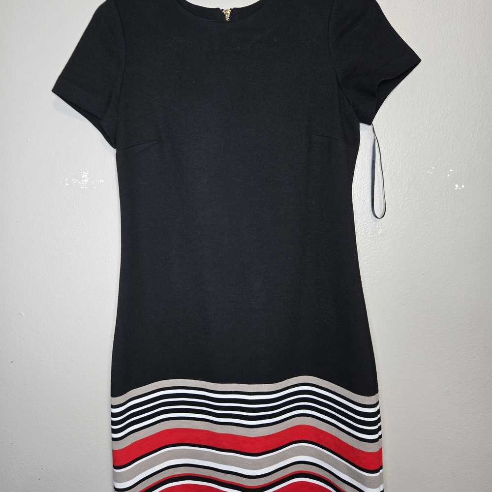 Elegant Black and Red Striped Dress